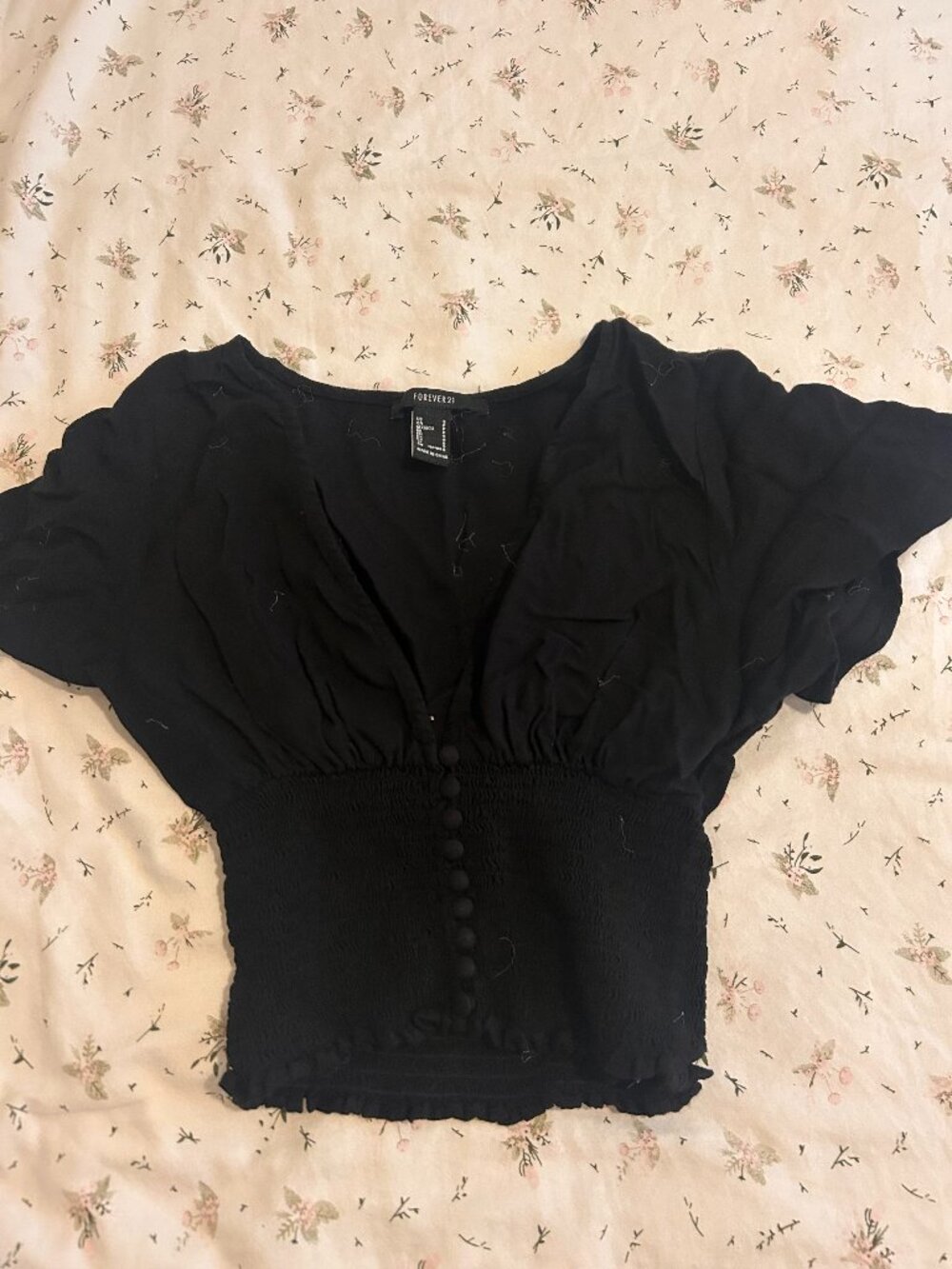 Flowy Black Button Up T Shirt
